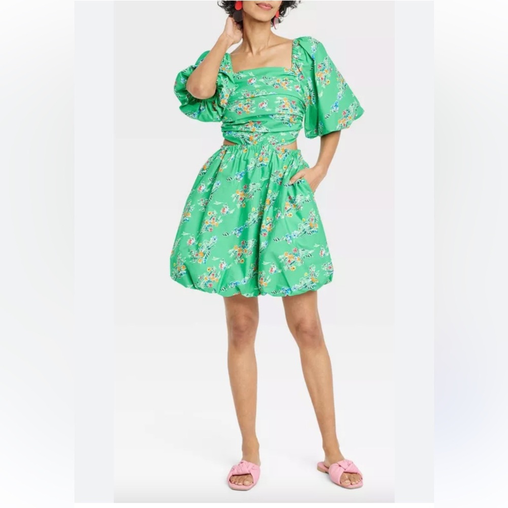 a new day Green Floral Mini Skirt Sz M